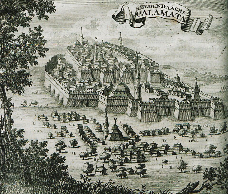 Замок Каламаты. Конец 17 века, картина голландского художника Ольфера Даппера
