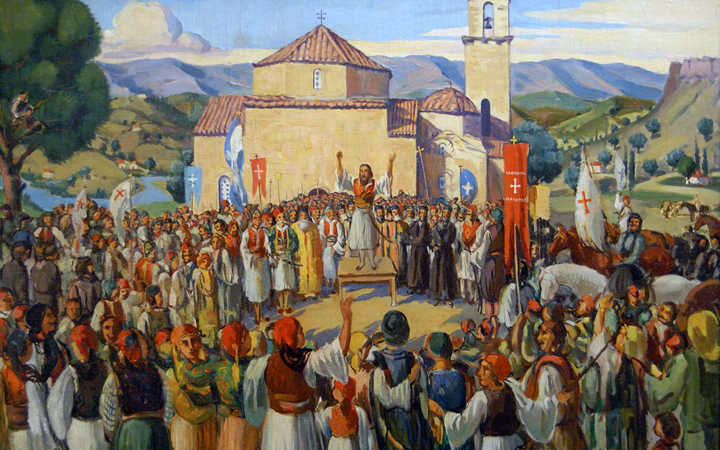 Картина изображающая начало революционного движения в Каламате
