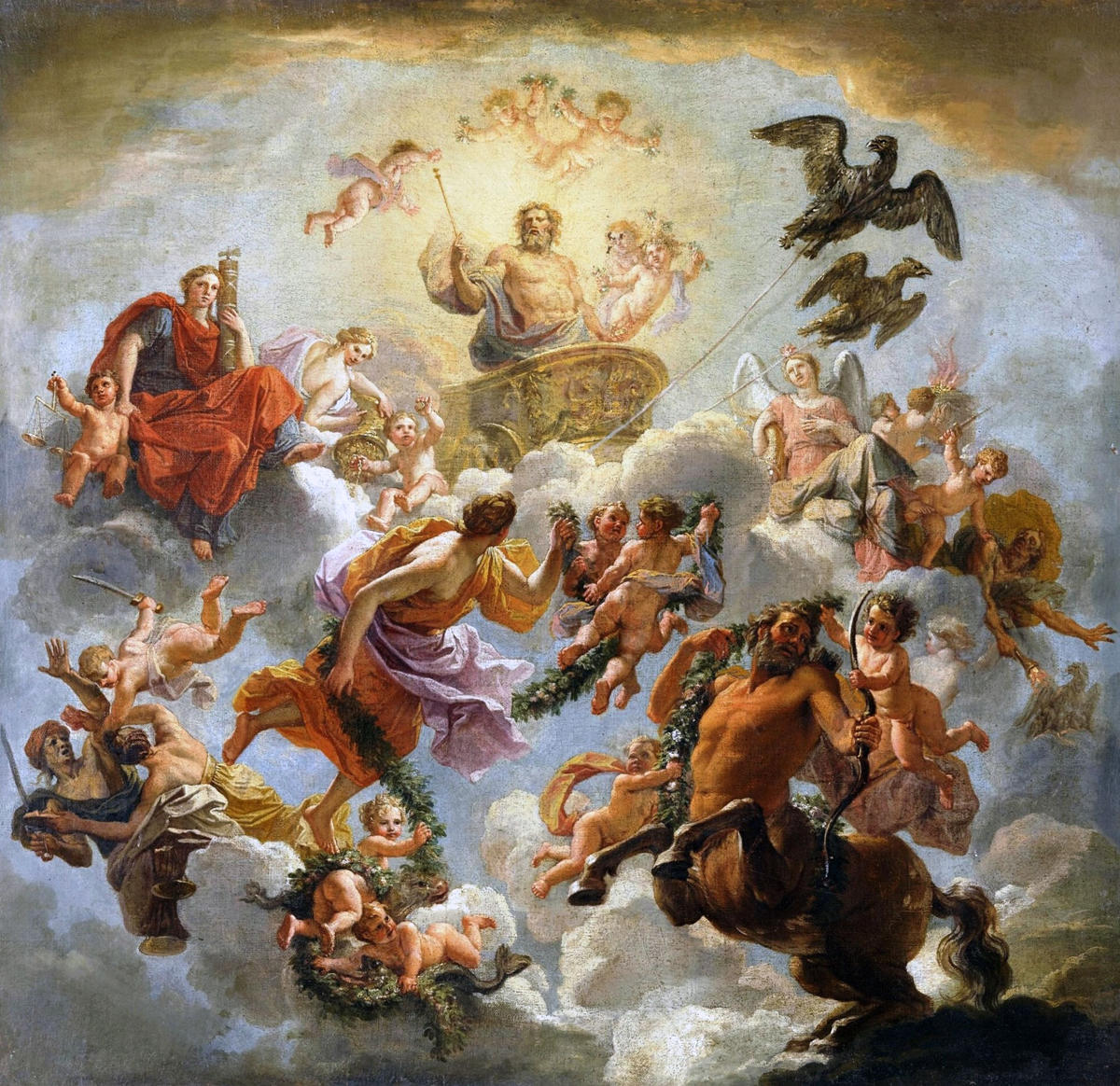 Юпитер на колеснице между Правосудием и Благочестием