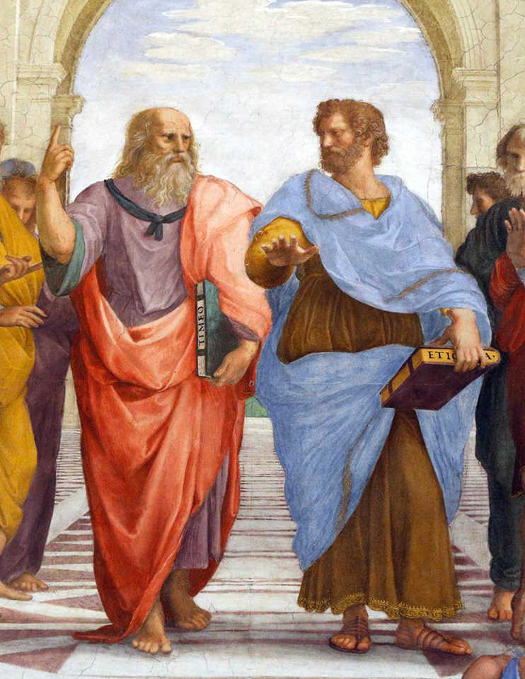 Платон и Аристотель. Деталь фрески Рафаэля «Афинская школа»