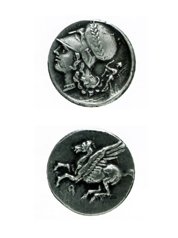 Серебряная тридрахма Коринфа, ок. 390 г. до н.э.