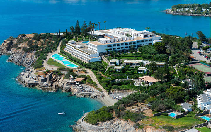 Privately-owned peninsula of Minos Palace Hotel