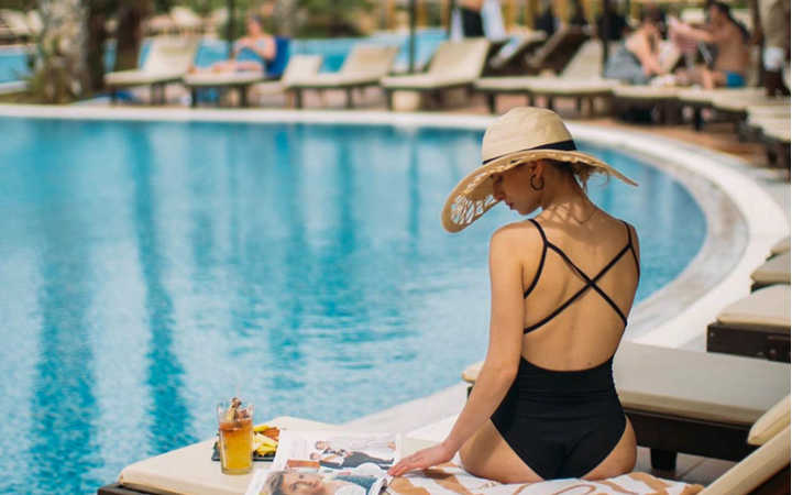 Relaxing around the pool at Stella Palace